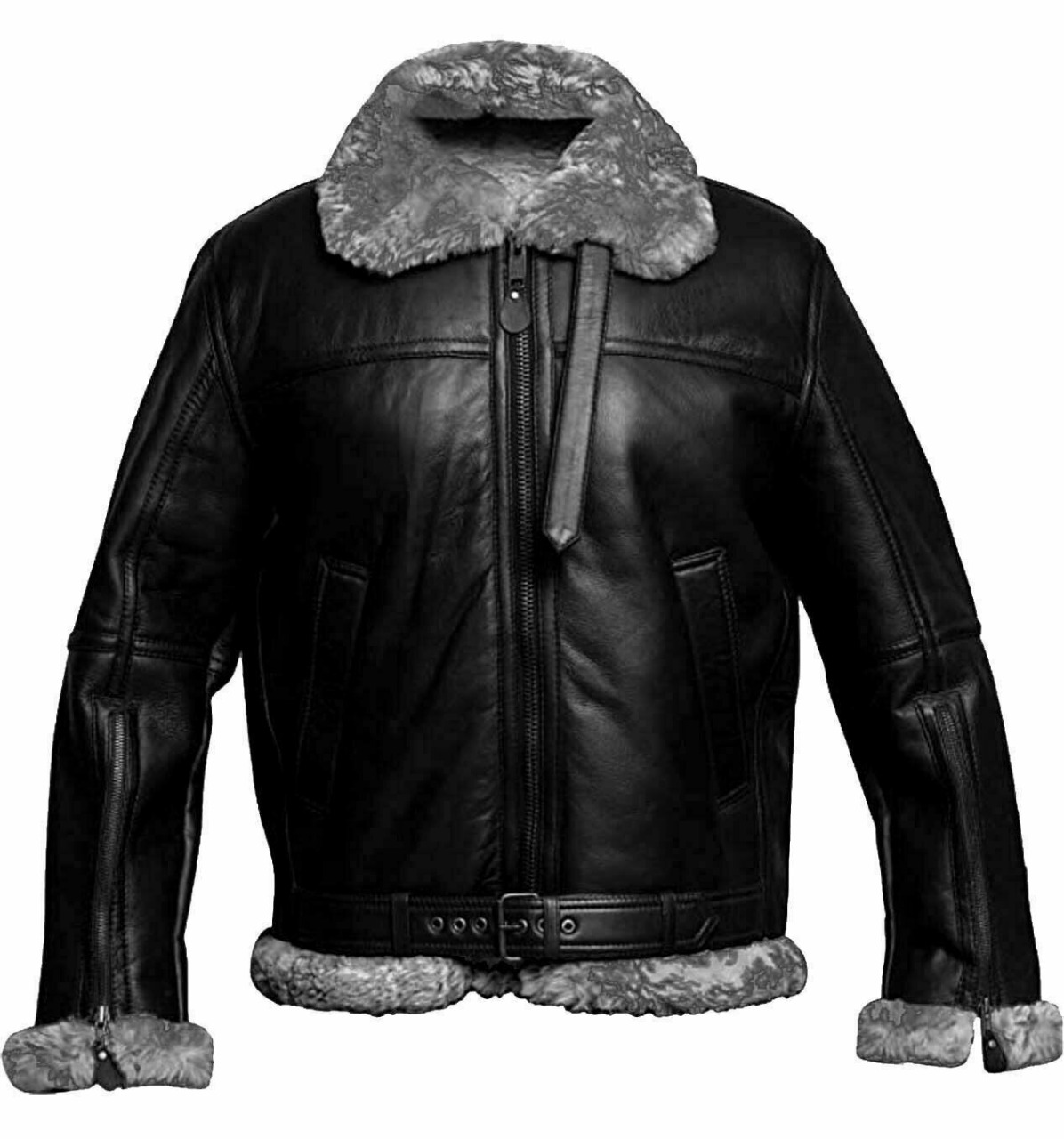 Black sheepskin hotsell leather jacket